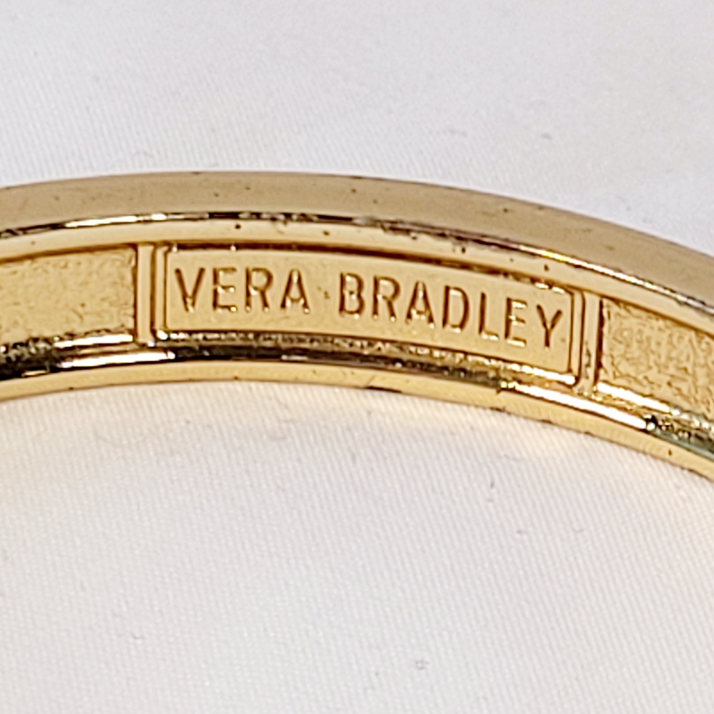Vera Bradley Gold Black Rhinestone  Enamel Bangle Bracelet - Picture 4 of 5